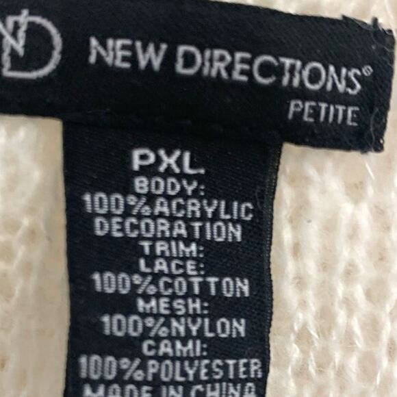 New Direction Petite Lace Sweater XLP Womens White Knit Pullover Fairy Soft Boxy - Picture 3 of 9